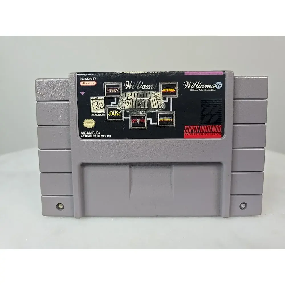 Super Nintendo SNES Game Williams Arcades Greatest Hits 1991 Tested & Works
